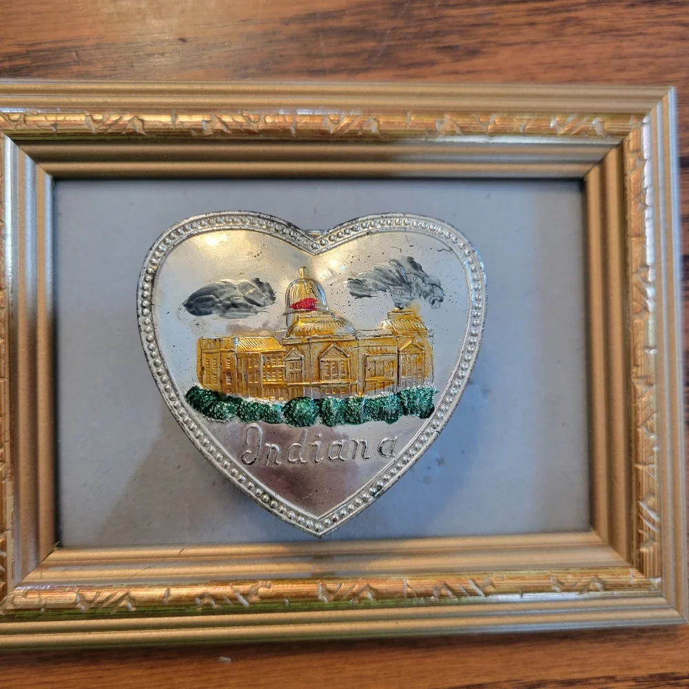 Vintage Indiana Heart Shaped Jewelry Box ~ Silvertone ~ 1960s ~